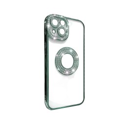 Capa de Silicone Suave com Design de Diamante para Apple iPhone 14 Verde Capa de Silicone Suave com Design de Diamante para Apple iPhone 14 Verde